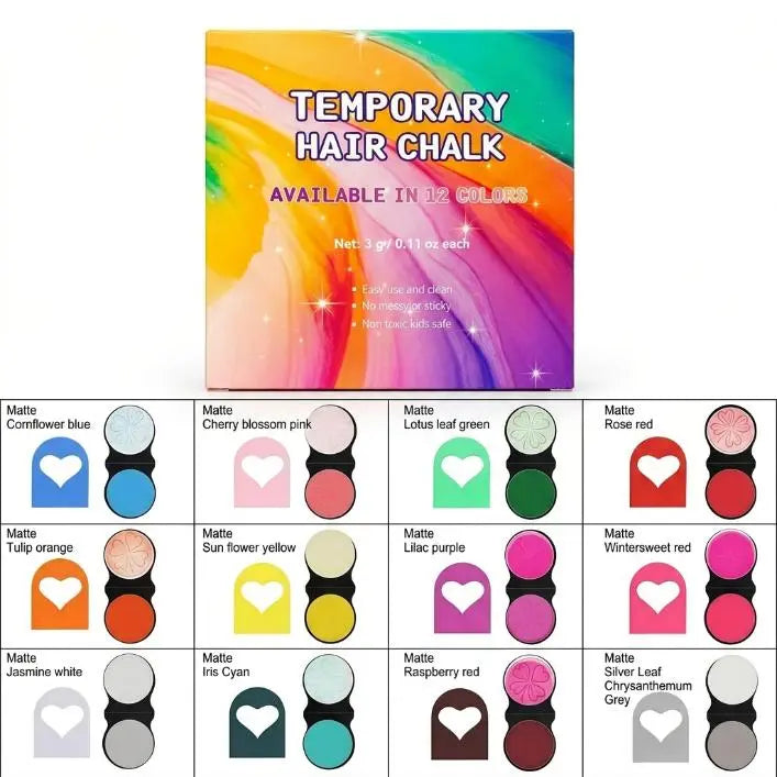 12 Bold Vibrants Temporary Hair Chalk Dye
