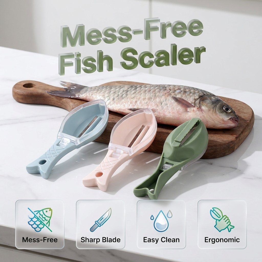 🐟 Mess-Control Fish Scaler with Collection Lid