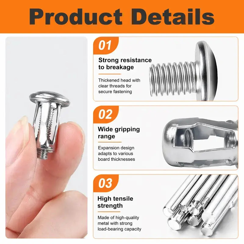 Heavy-Duty Rivet Nut Set (30/48/90PCS) - Carbon Steel Threaded Inserts with Rust-Resistant Zinc Coating, M4 M5 M6 Fasteners for Automotive, Furniture & DIY Repairs