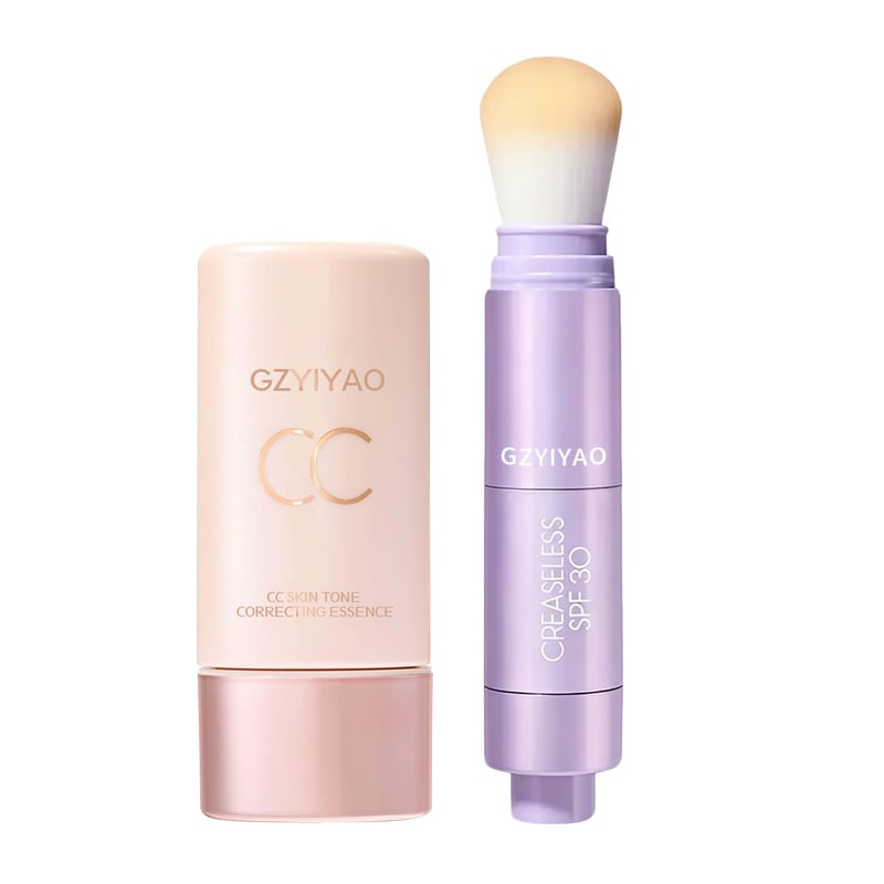 Summer skin essentials — — - CC color-correcting tinted serum + creaseless SPF 30 mineral setting powder