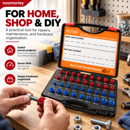 26/44-Piece Nut & Bolt Thread Checker – Metric & SAE Thread Gauge Kit with Storage Case