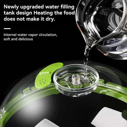 10' Clear Microwave Splatter Cover: Built-in Water Steamer & Steam Vent Lid