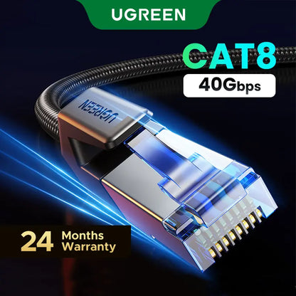 Cat 8 Ethernet Cable 6FT, High Speed Braided 40Gbps 2000Mhz Network Cord