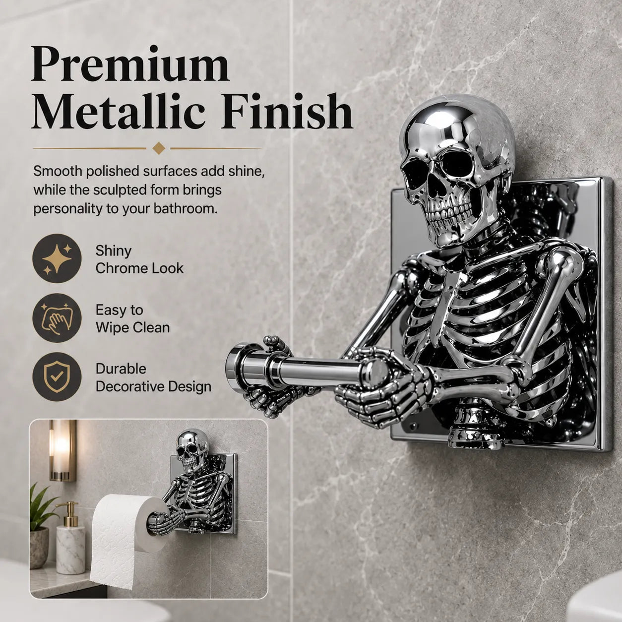 💀✨ 3D Skeleton Toilet Paper Holder