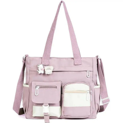 Canvas Tote Bag for Women, Multi Pocket Crossbody Shoulder Bag