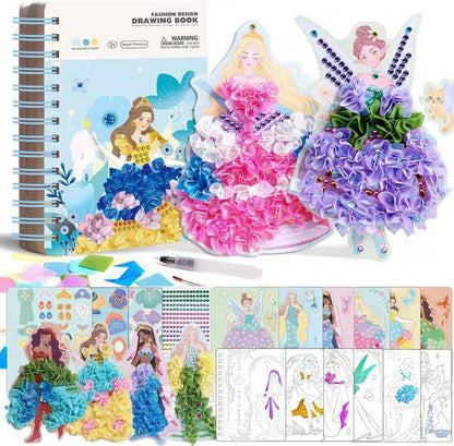 🎨Poke-in 4-in-1 Diamond Painting Kits & Art Magic Princess Craft Kit Stuffers Watercolor DIY Gifts for Girls Handicraft Activities Back to School Embroidery Design Set🎁