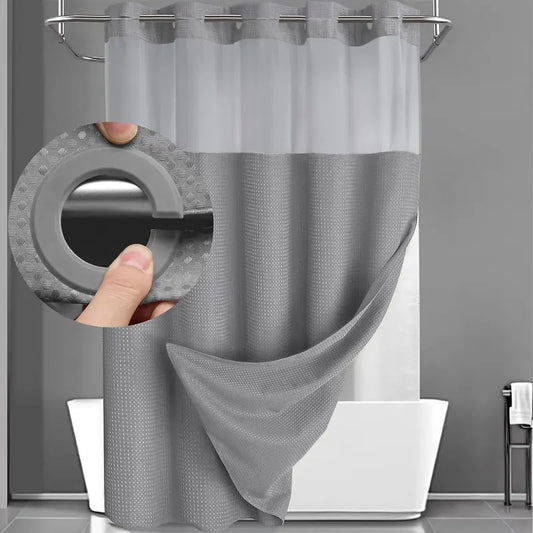 Double Layer Waffle-Pattern Shower Curtain