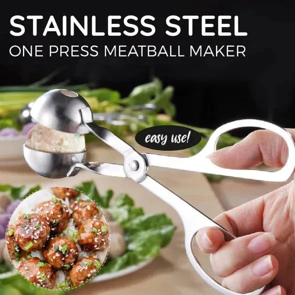 Stainless Steel Meatball Maker – 304 Food-Grade Steel, Non-Stick Smooth Surface & One-Press Design – Perfect Meatballs in Seconds ✨