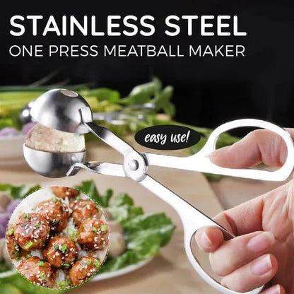 Stainless Steel Meatball Maker – 304 Food-Grade Steel, Non-Stick Smooth Surface & One-Press Design – Perfect Meatballs in Seconds ✨