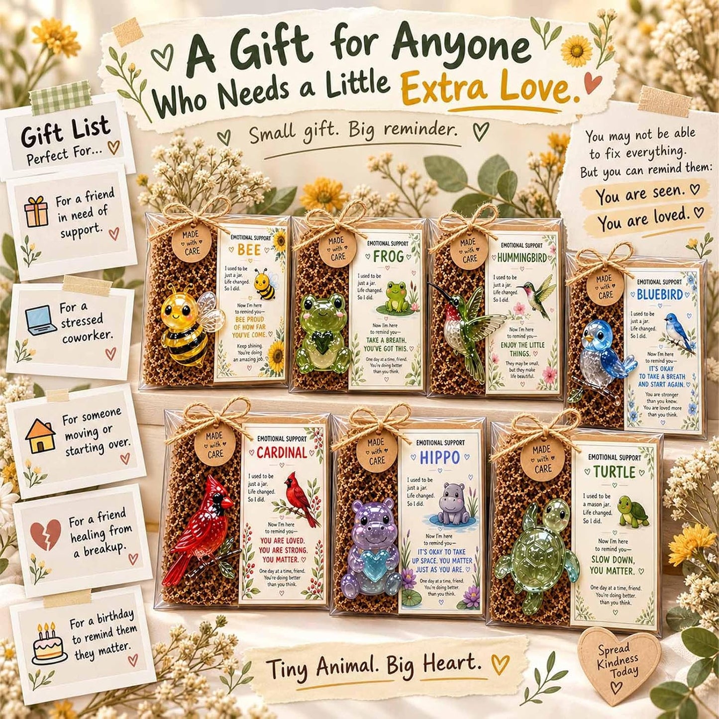 💌 Emotional Support Animal – Meaningful Encouragement Keepsake with Message Card & Gift-Ready Packaging ✨