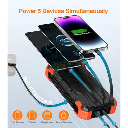 2026 Must-Have: Massive Capacity Power Bank for Emergency & Survival（49800mAh Solar Charger Power Bank with 4 Cables）