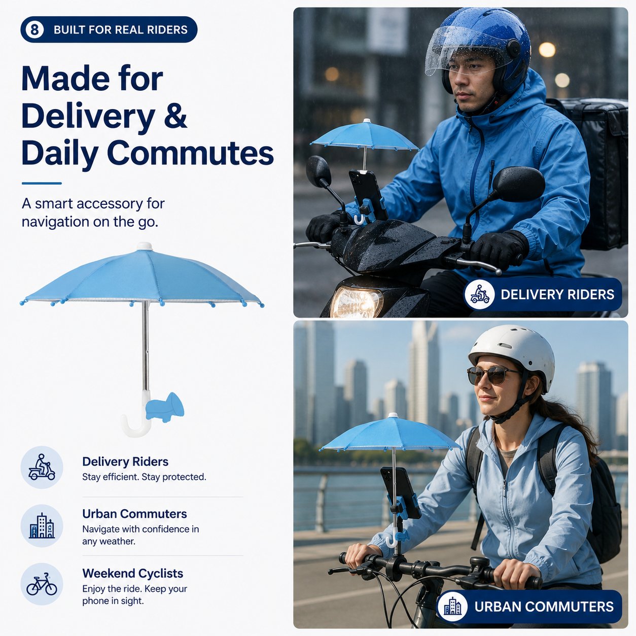 BUY 3 FREE SHIPPING✨Mini Sun/Rain Umbrella for Motorcycle & Bicycle Phone MountShade Your Screen. Save Your Battery.