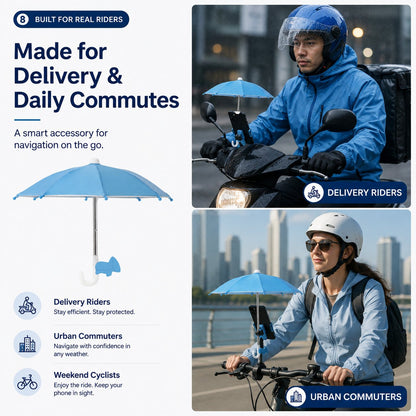 BUY 3 FREE SHIPPING✨Mini Sun/Rain Umbrella for Motorcycle & Bicycle Phone MountShade Your Screen. Save Your Battery.