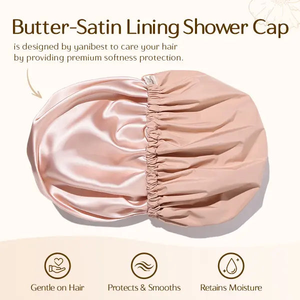 Shower Cap for Women Reusable Waterproof