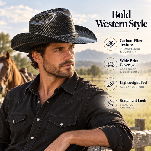 🤠 Classic Western Cowboy Hat – Wide Brim Outdoor Sun Hat for Ranch, Festival & Everyday Wear