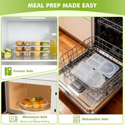 🍱 Dual Compartment Disposable Food Containers – Leakproof Takeout Boxes with Sauce Compartments