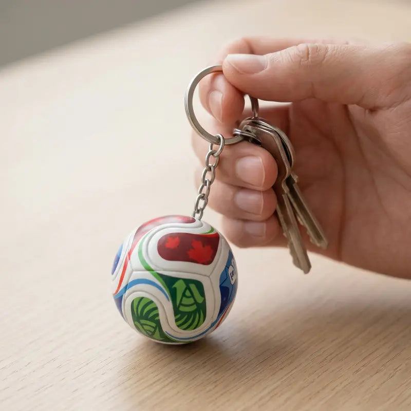 Sports Ball & Gold Trophy Keychain Set