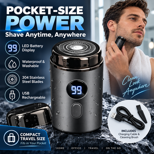 ⚡ Mini Electric Shaver – Pocket-Size Rechargeable Razor with LED Display