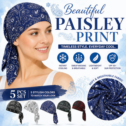 🌸 Paisley Cooling Headscarf Cap Set – Stay Cool & Chic All Summer! ☀️😎