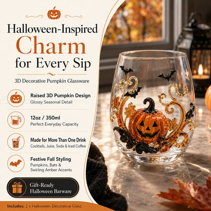 🎃 3D Halloween Artisan Glassware Collection | For Magical Halloween Sips, Eye-Catching 3D Details, Luminous Festive Party Moments & Cozy Fall Home Bar Glow
