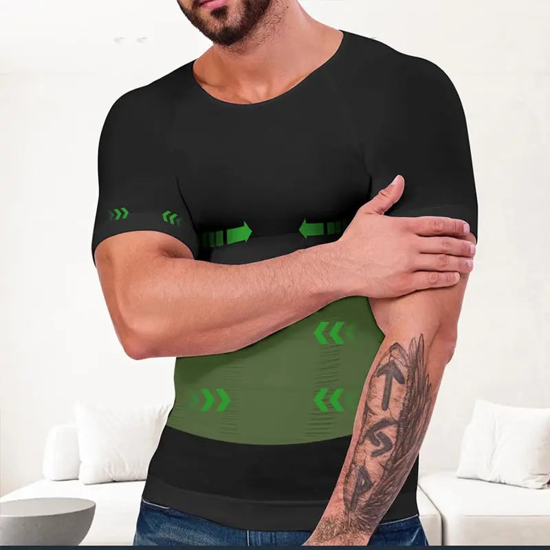 🔥 50% OFF 💪 Men's Seamless Compression Shirt – Tummy Control & Body Shaping Tee