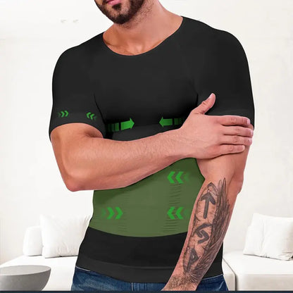 🔥 50% OFF 💪 Men's Seamless Compression Shirt – Tummy Control & Body Shaping Tee