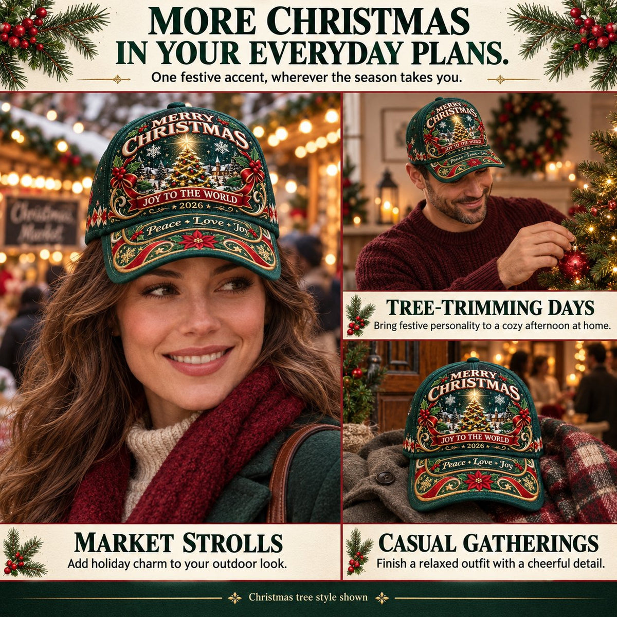 ⏳ Last Day 49% OFF – 🧢🎄 Premium Christmas Embroidered Baseball Cap | Festive Design, Adjustable Fit & Holiday Comfort