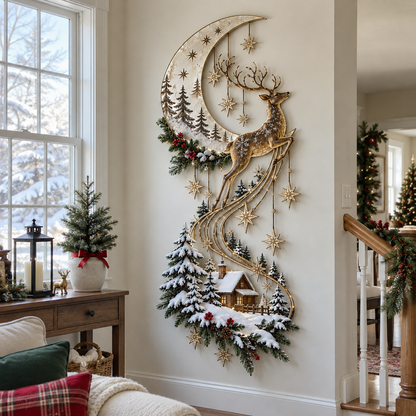 Moonlit Reindeer LED Christmas Wall Decor