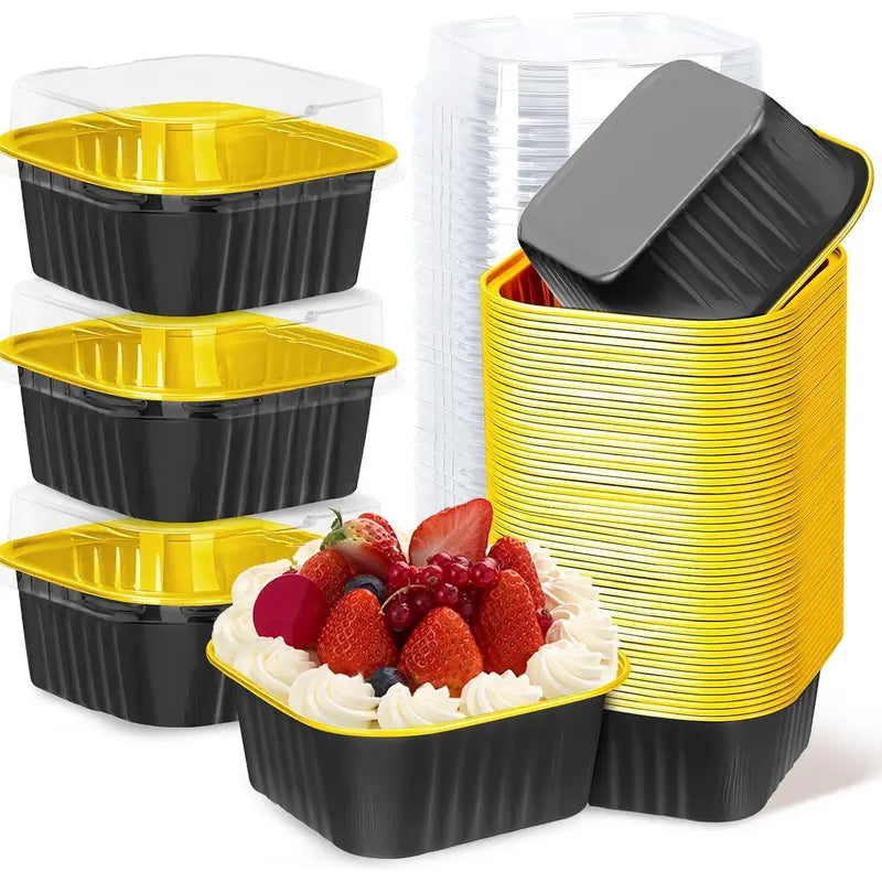 30-Pack Pink Mini Foil Cake Pans with Lids – 5oz Disposable Dessert Cups