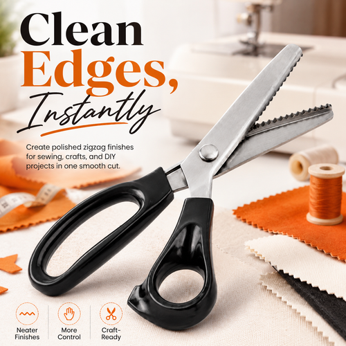✂️ Professional Pinking Shears – Stainless Steel Zigzag Fabric Cutting Scissors