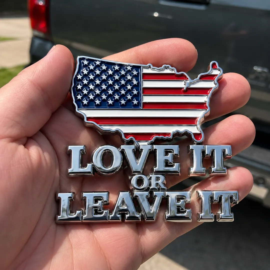 🇺🇸🔥 “LOVE IT OR LEAVE IT” USA Flag Car Emblem – Show Your American Pride Wherever You Drive 🚗