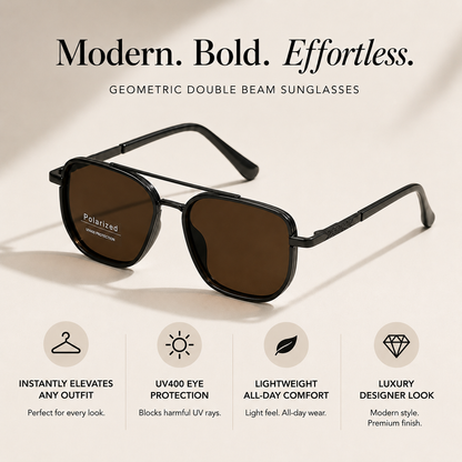 Fashion Geometric Double-Beam Sunglasses | 2026 Summer Trend | Lightweight Metal Frame | UV400