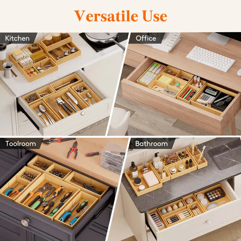 Vanity Drawer Organizer for Makeup, Jewelry & Gadgets (Silicone Tabs Not Included)