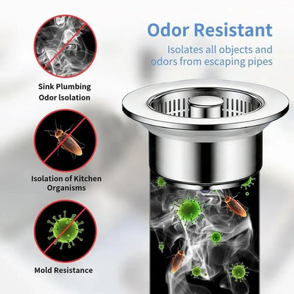 Upgraded 3 in 1 Kitchen Sink Drain Strainer