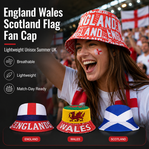 England Wales Scotland Flag Fan Cap | Lightweight Unisex Summer Multi-national Style