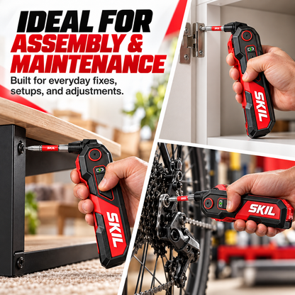 🔧Rechargeable Powered Folding Hex Key – 3-Angle Electric Driver with 11-Piece Bit Set
