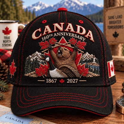 🔥LAST DAY 50% OFF - 🍁 Canada 160th Anniversary 1867–2027 - Premium Embroidered Heritage Cap100% Cotton • Detailed Embroidery • Comfortable Fit