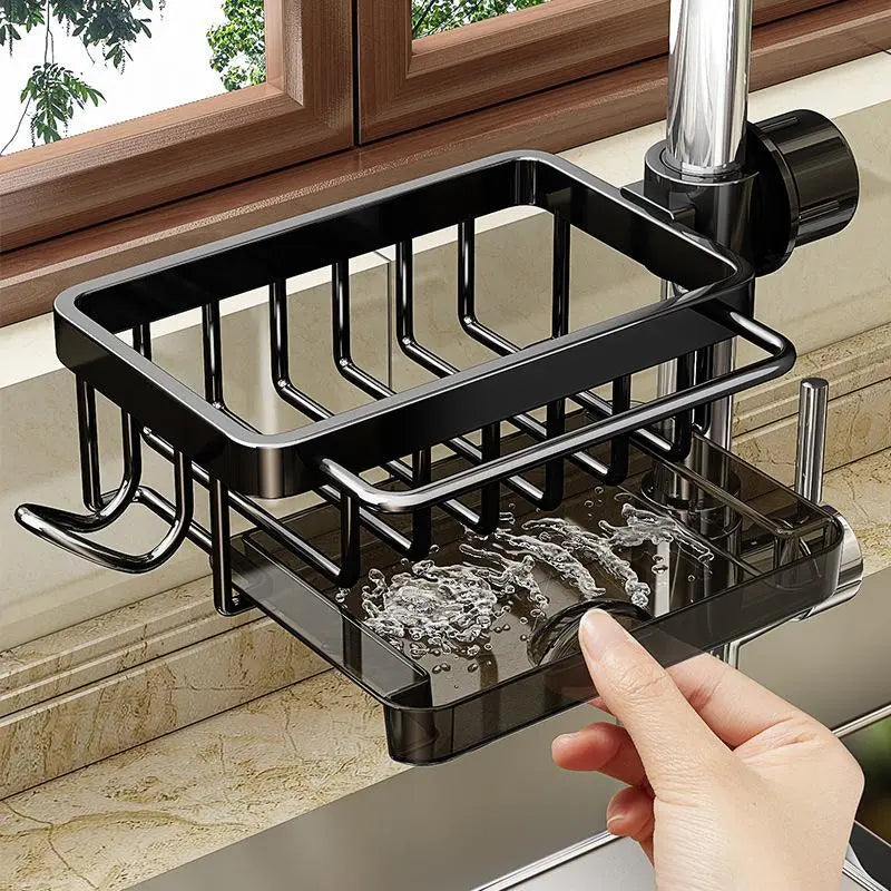 Hanging Faucet Drain Rack with Drip Tray Stainless Steel