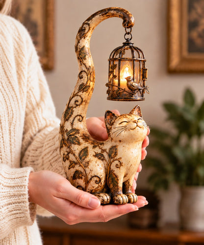 🔥LAST DAY 50% OFF - 🐈‍⬛Vintage Cat Lantern Sculpture Lamp - A Little Guardian of Warmth, Memories & Cozy Corners✨