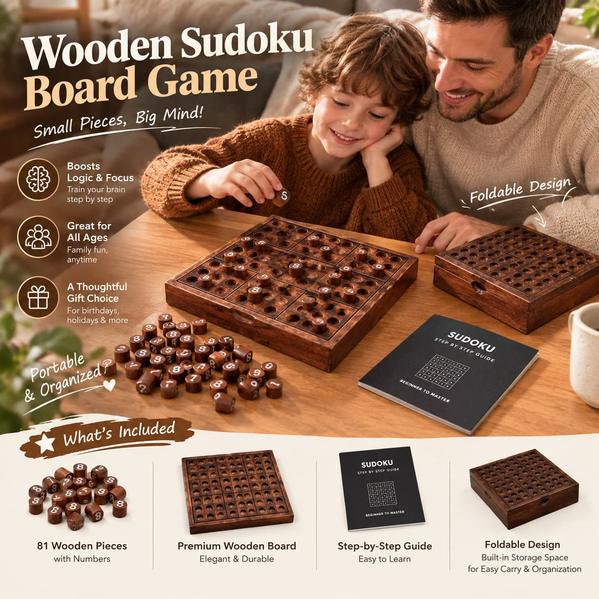 Wooden Sudoku Set & Guide