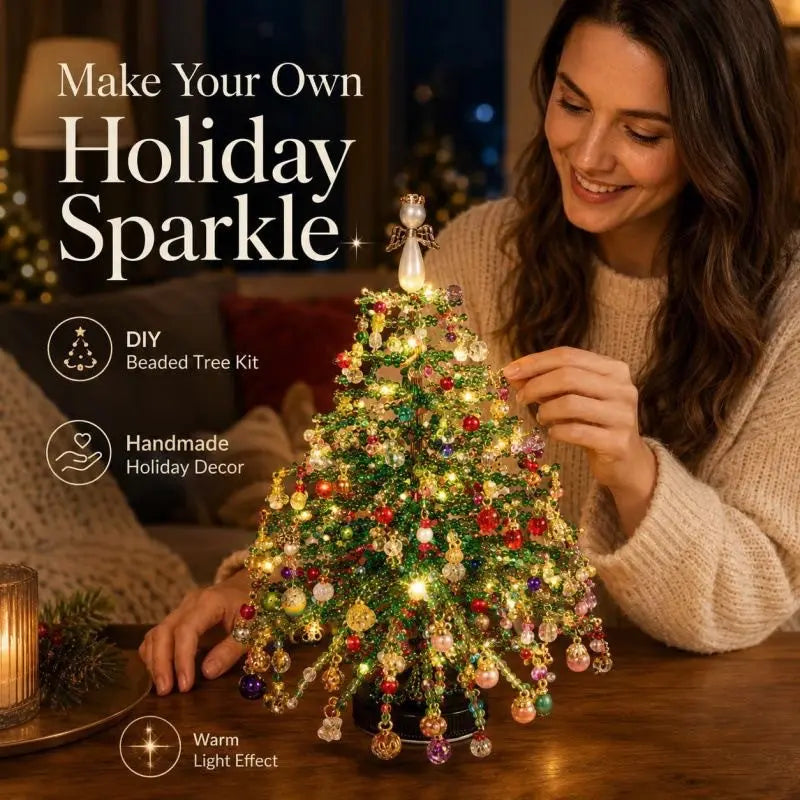 🎄 DIY Beaded Christmas Tree Craft Kit - Tabletop Holiday Decoration✨