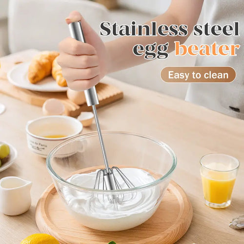 Food-Grade Stainless Steel Hand-Push Rotary Whisk