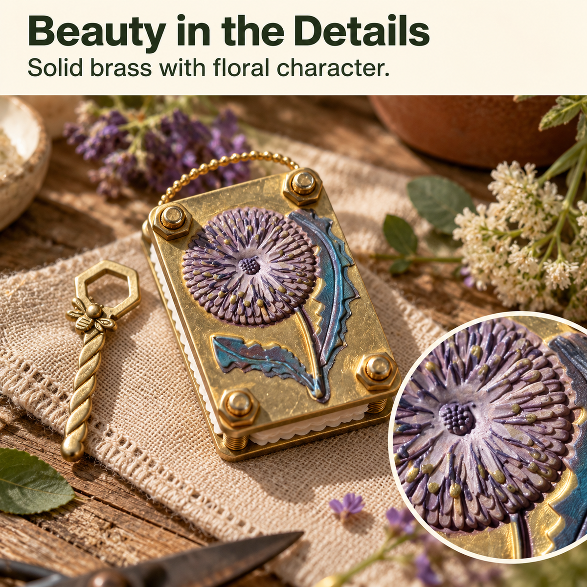 🌸 Mini Brass Flower Press – Pocket-Sized Botanical Keepsakes
