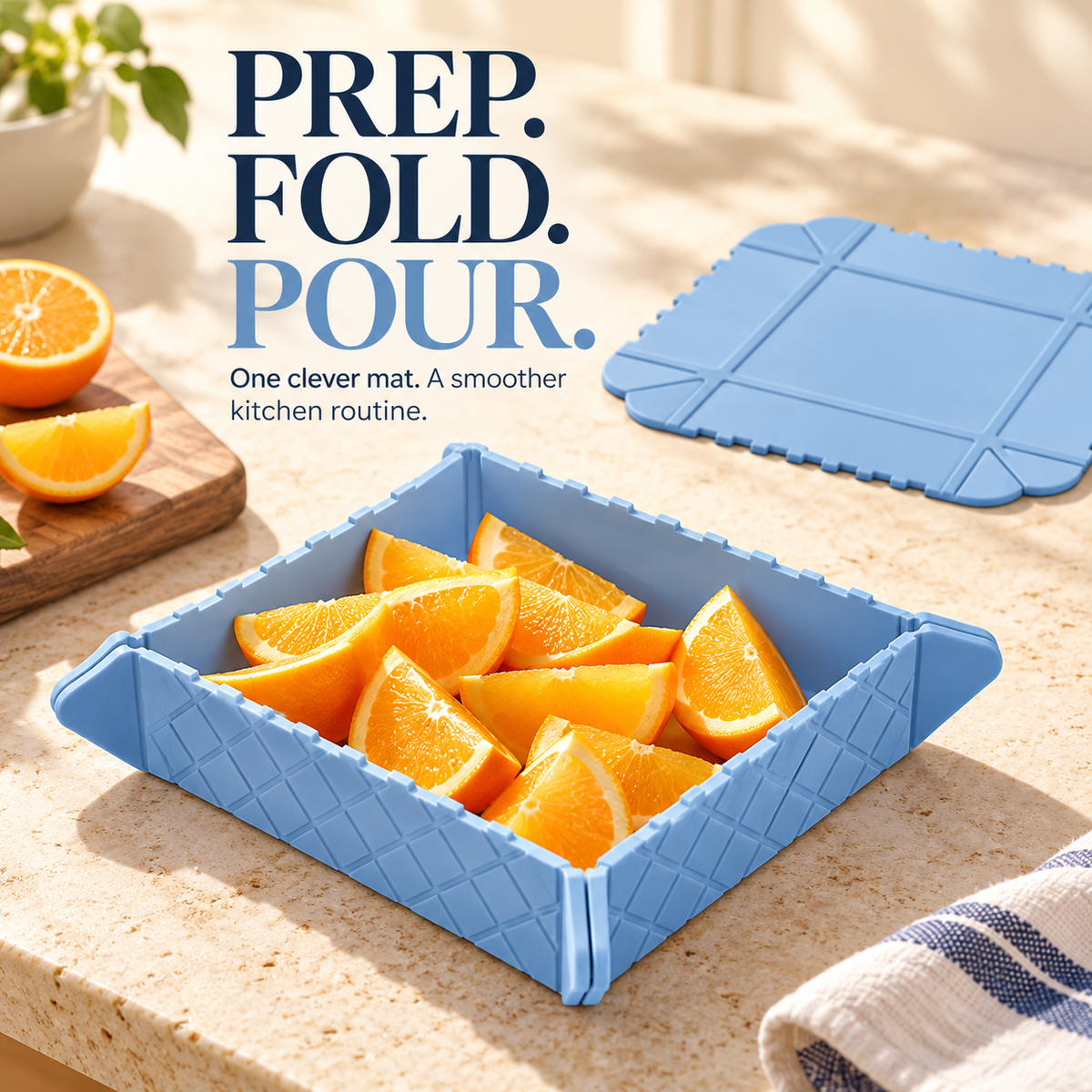 🥗 2-in-1 Foldable Silicone Cutting Mat & Serving Tray ✨