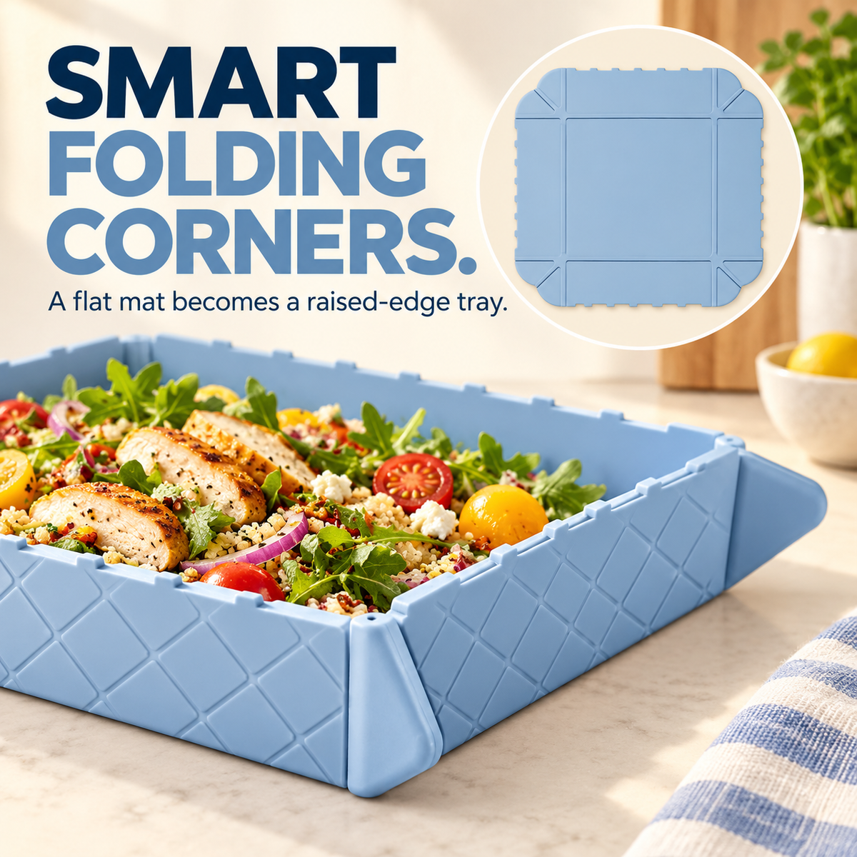 🥗 2-in-1 Foldable Silicone Cutting Mat & Serving Tray ✨