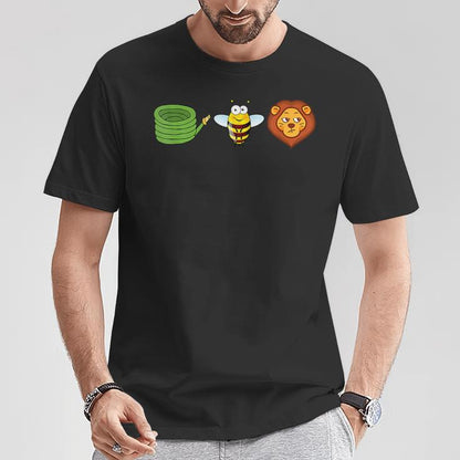 The Hose Bee Lion Tee – Funny Animal Cartoon Unisex Short Sleee T-Shirt