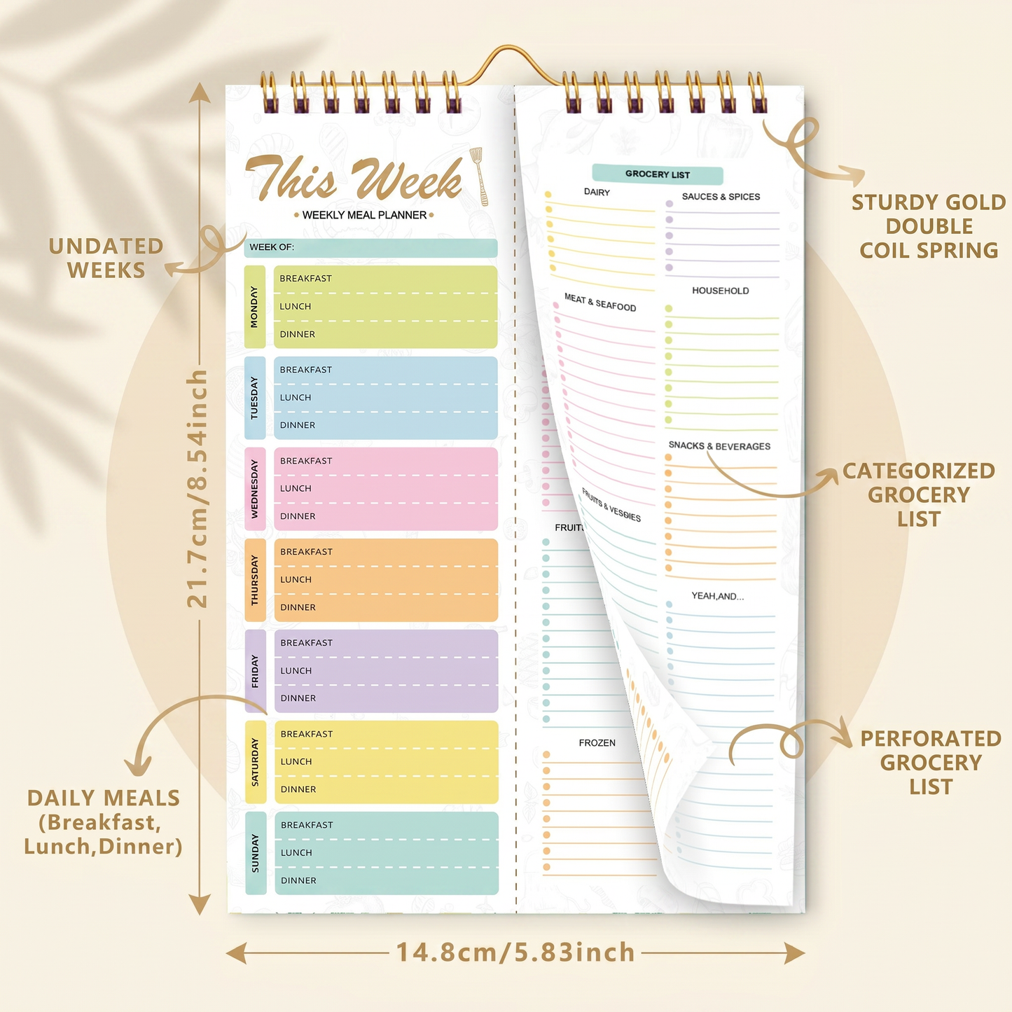 Magnetic Weekly Meal Planner with Tear Off Pages
