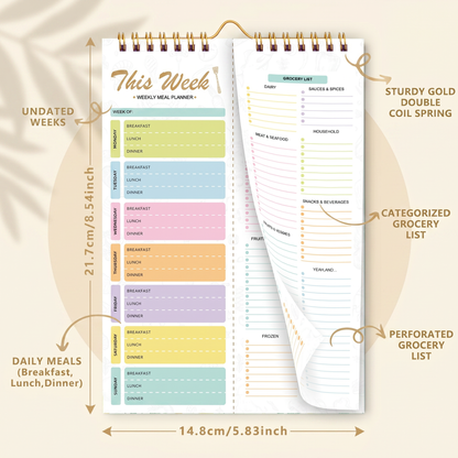 Magnetic Weekly Meal Planner with Tear Off Pages