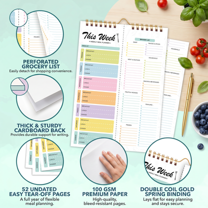 Magnetic Weekly Meal Planner with Tear Off Pages