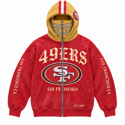 🏈 2-in-1 Football Full-Zip Hoodie for Men & Women – Helmet-Style Zip Hood, Oversized Fit, Long Sleeve Game Day Pullover Jacket for Football Fans 🏆